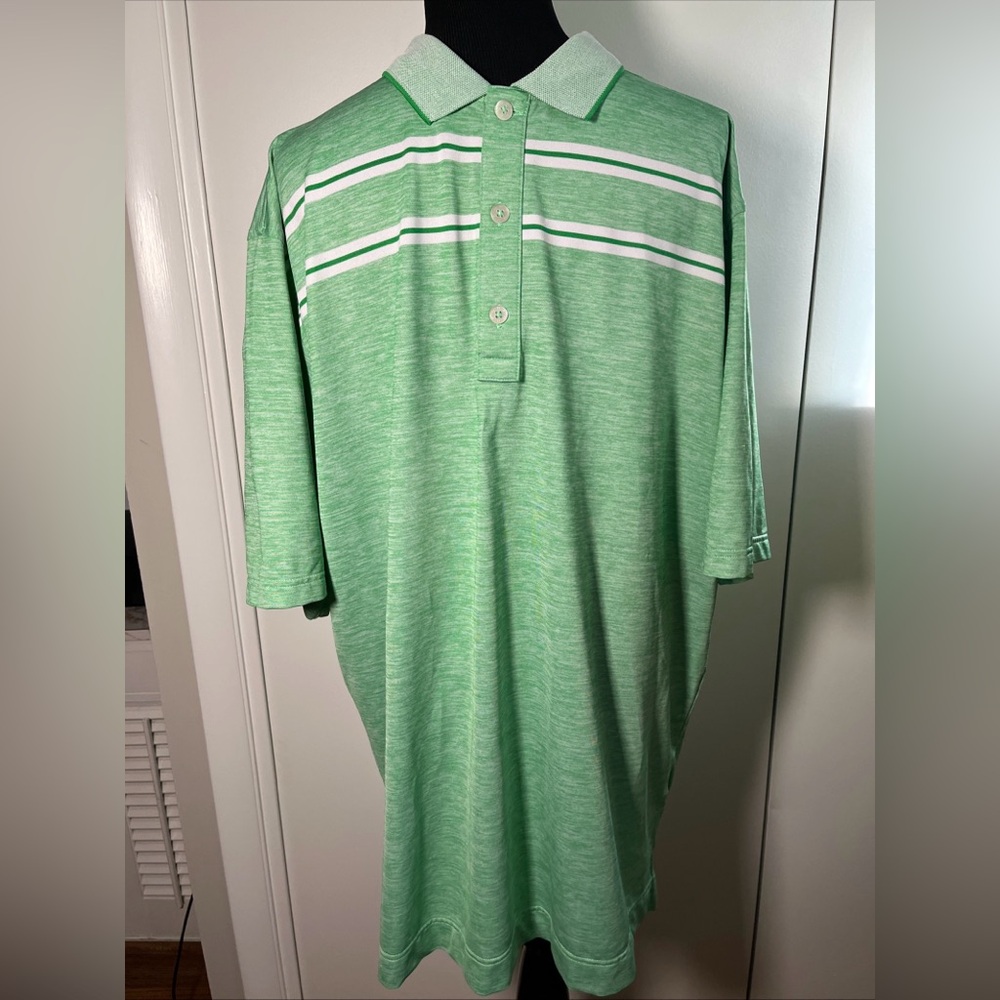 Footjoy Polo Golf Shirt Men Size XL Green Short Sleeve Button Pullover Casual